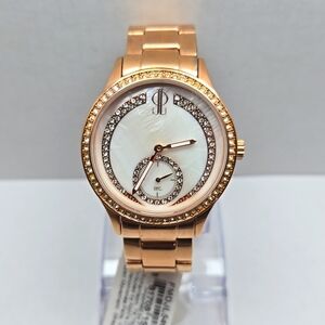 Womens Jennifer Lopez Rose Gold Crystal Watch Rhinestones FMDJL549 New Battery